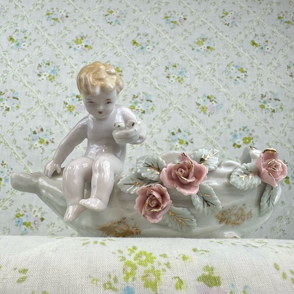 Vintage Ceramic Child Roses Planter - Picture 3 of 10